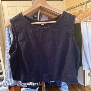 Elizabeth Suzann Petra Crop in Navy Linen